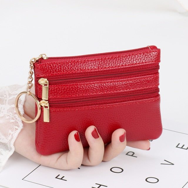 2021 Fashion Women Wallet Clutch Three Zip Female Short Small Coin Purse New Brand Design Soft Mini Card Holder Wallet Money Bag