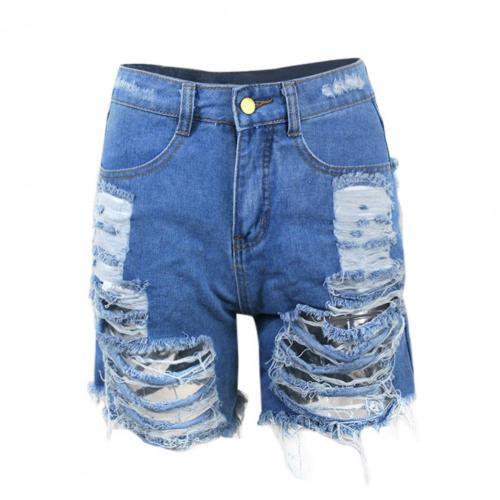 denim shorts jeans Women Shorts Ripped Solid Color Sexy Cotton Blend Broken Hole attractive Leisure Shorts Summer