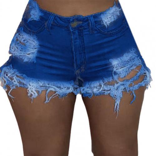 denim shorts jeans Women Shorts Ripped Solid Color Sexy Cotton Blend Broken Hole attractive Leisure Shorts Summer