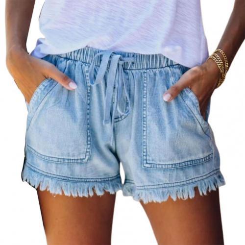 denim shorts jeans Women Shorts Ripped Solid Color Sexy Cotton Blend Broken Hole attractive Leisure Shorts Summer