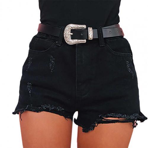 denim shorts jeans Women Shorts Ripped Solid Color Sexy Cotton Blend Broken Hole attractive Leisure Shorts Summer