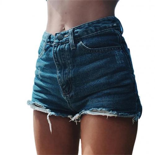 denim shorts jeans Women Shorts Ripped Solid Color Sexy Cotton Blend Broken Hole attractive Leisure Shorts Summer