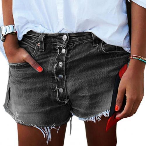 denim shorts jeans Women Shorts Ripped Solid Color Sexy Cotton Blend Broken Hole attractive Leisure Shorts Summer