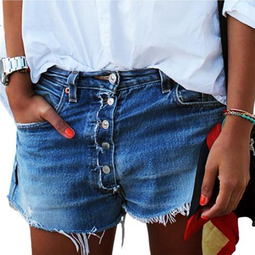 denim shorts jeans Women Shorts Ripped Solid Color Sexy Cotton Blend Broken Hole attractive Leisure Shorts Summer