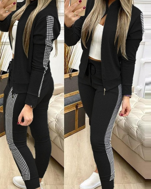 2021 Women Two Piece Set Outfits Autumn Women&#39;s Tracksuit Zipper Top And Pants Casual Sport Suit Winter 2 Piece Woman Set