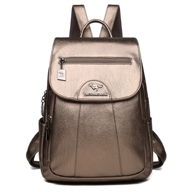 2022 Women Leather Backpacks High Quality Female Vintage Backpack For Girls School Bag Travel Bagpack Ladies Sac A Dos Back Pack