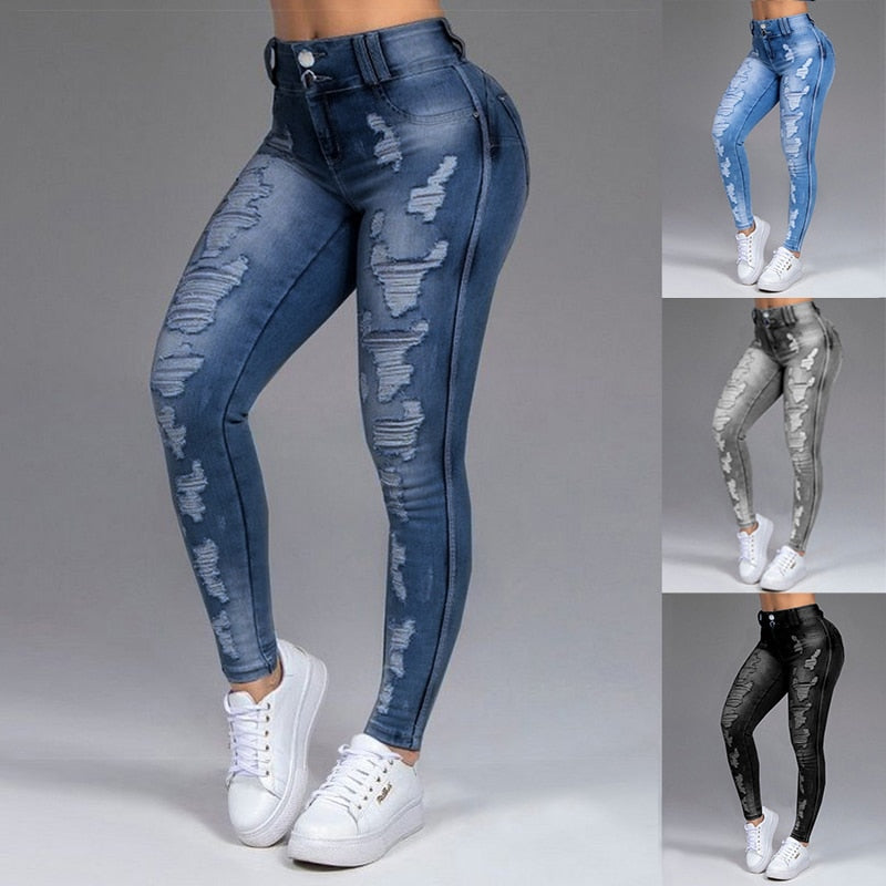 New Women&#39;s Jeans Stretch Ripped Skinny Black Denim Jean Sexy Mom Female Woman Office Fashion Trendy y2k high waist Pencil Pants