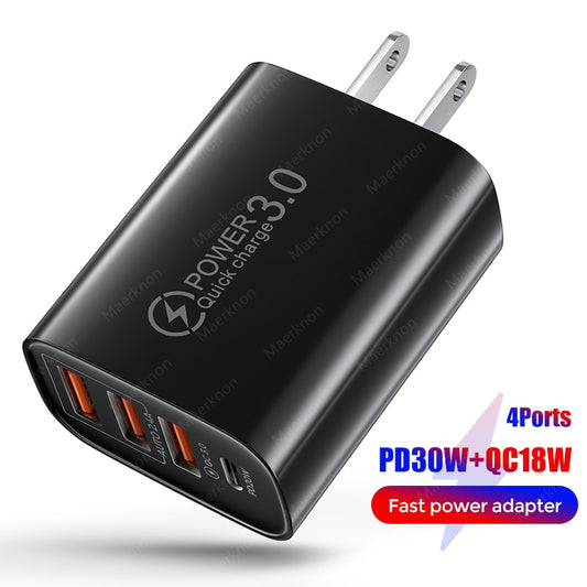 48W USB Type C Charger Quick Charge QC 3.0 pd Fast Charge for iPhone 12 13 Xiaomi Samsung Wall Mobile Phone Charger EU/US Plug